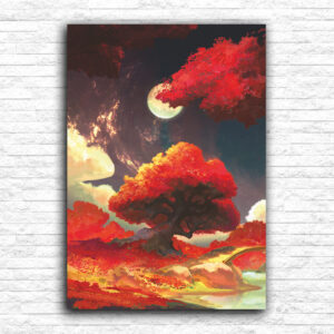 Crveni oblaci i drvo