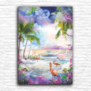 Flamingosi i vodopad