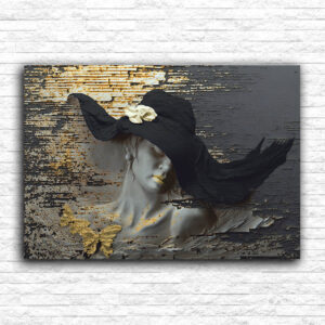 Devojka sa šeširom crno zlatna