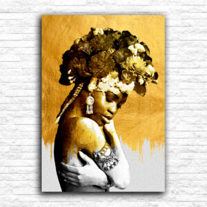 Zlatna devojka sa cvećem na kosi