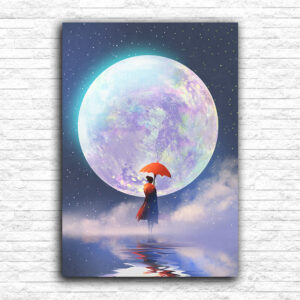 Devojka sa kišobranom i mesec