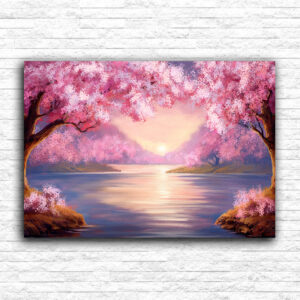 Jezero i roze drveće