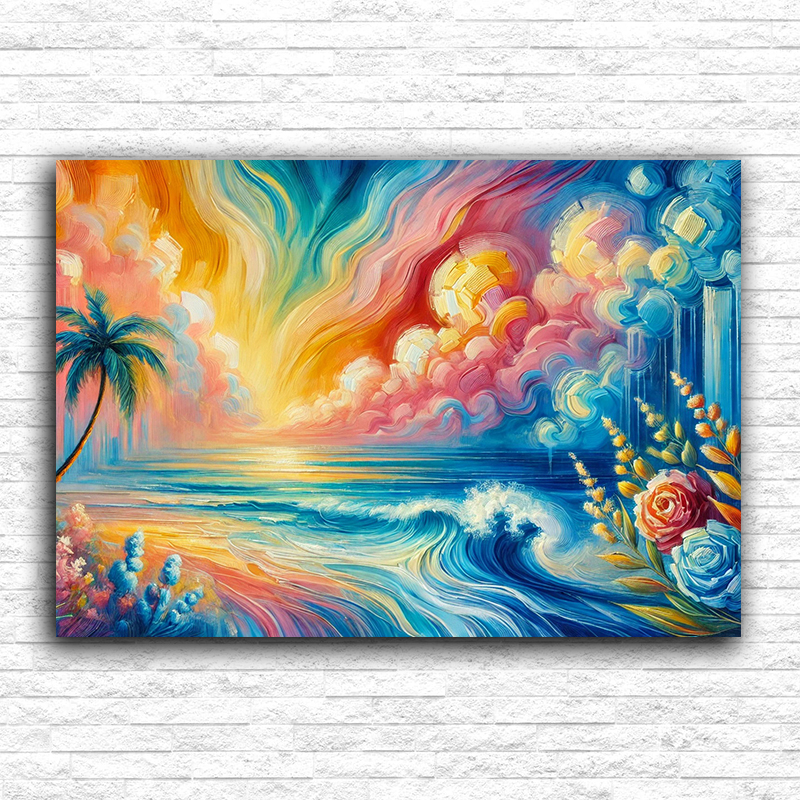 Apstraktni zalazak sa palmom