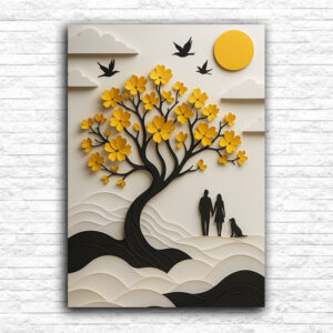 Drvo sa cvetovima i sunce