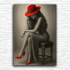 Devojka sa crvenim šeširom i cipelama